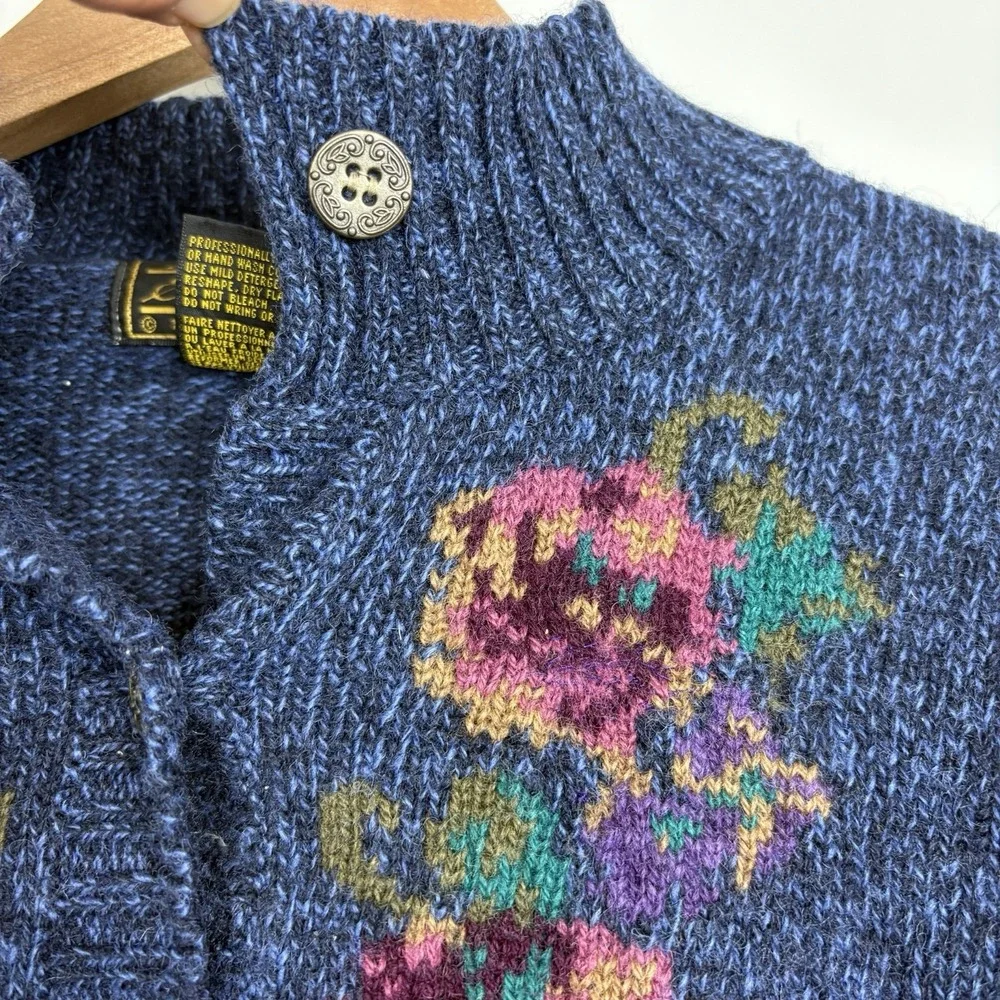 Vtg Women's Eddie Bauer Wool Blend Cardigan Sweater Grannycore Grandma Sz L - Picture 4 of 14